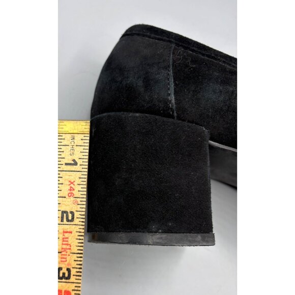 Reaction Kenneth Cole Shoes Womens 8 Black Suede Loafers Fringe Block Heel - Picture 8 of 8